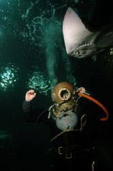 Historic diving gear and ray. It really is great fun divi... by Grant Kennedy 